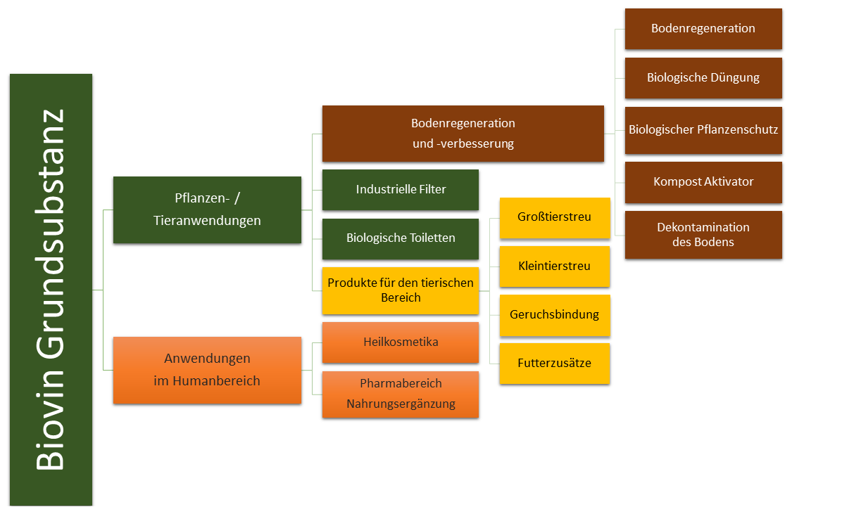 Schematische Darstellung der Anwendungsbereiche von Biovin